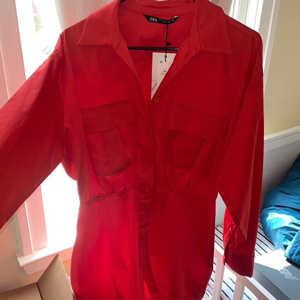 Red button dress